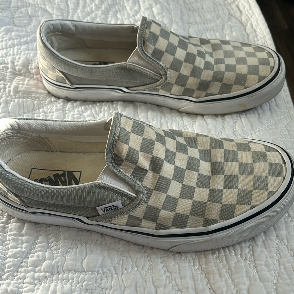 Vans gray checker slip on